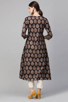 Indo Era Black Printed Anarkali Kurtas 2
