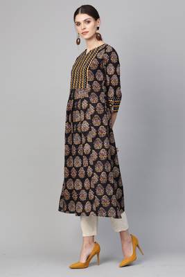 Indo Era Black Printed Anarkali Kurtas 4