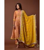 orange silk printed   Kurta &    Pant &    Dupatta