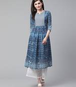 Indo Era Blue Printed Anarkali Kurtas