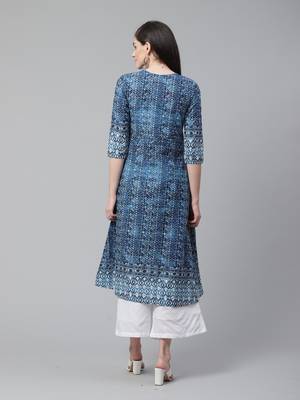 Indo Era Blue Printed Anarkali Kurtas 3
