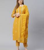 Mustard printed rayon kurta-sets