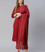 Maroon printed rayon kurta-sets