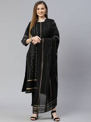 Black printed rayon kurta-sets 1