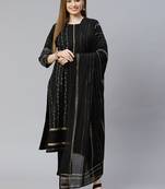 Black printed rayon kurta-sets
