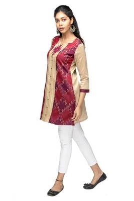 Maroon printed viscose short-kurtis 3