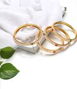 Jewellery Gold Plated Pearl Studded Bracelet karwachauth Bangles Set For Women and Girls