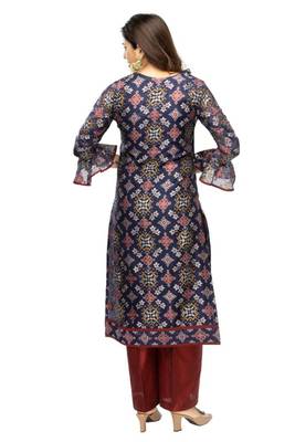Dark-navy-blue woven viscose ethnic-kurtis 3