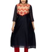 Black printed viscose ethnic-kurtis
