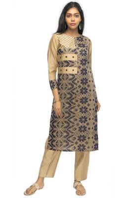 Brown printed viscose ethnic-kurtis 1