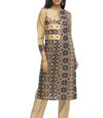 Brown printed viscose ethnic-kurtis