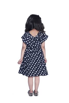 Baby Girl's Black Polka Dot V Neck Polycrepe Sleeveless Knee Length Dress(WLT-285_1-2 Years) 4