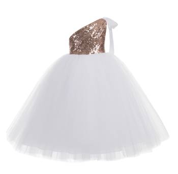 Baby Girl's One Shoulder Neck Maxi Length Frock White Dress(WLT-1079_1-2 Years) 1