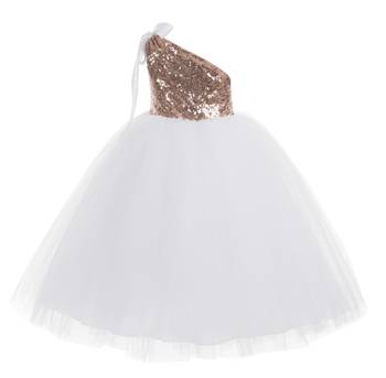 Baby Girl's One Shoulder Neck Maxi Length Frock White Dress(WLT-1079_1-2 Years) 2