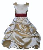 Baby Girl's Round Neck A Line Frock Gold Dress(WLT-1087_1-2 Years)