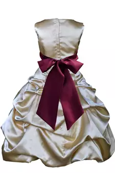 Baby Girl's Round Neck A Line Frock Gold Dress(WLT-1087_1-2 Years)