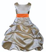 Baby Girl's Round Neck A Line Frock Gold Dress(WLT-1088_1-2 Years)