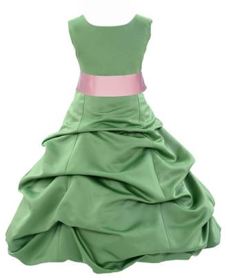Baby Girl's Round Neck A Line Frock Green Dress(WLT-1089_1-2 Years) 1
