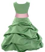 Baby Girl's Round Neck A Line Frock Green Dress(WLT-1089_1-2 Years)