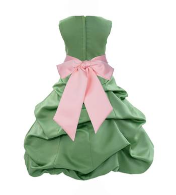 Baby Girl's Round Neck A Line Frock Green Dress(WLT-1089_1-2 Years) 2