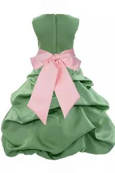 Baby Girl's Round Neck A Line Frock Green Dress(WLT-1089_1-2 Years)