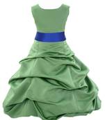 Baby Girl's Round Neck Knee Length Frock Green Dress(WLT-1091_1-2 Years)