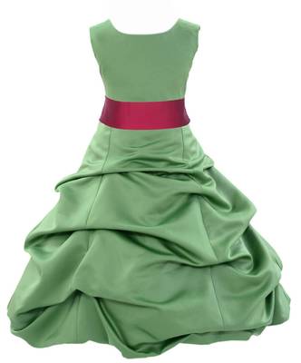 Baby Girl's Round Neck Knee Length Frock Green Dress(WLT-1092_1-2 Years) 1