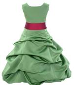 Baby Girl's Round Neck Knee Length Frock Green Dress(WLT-1092_1-2 Years)