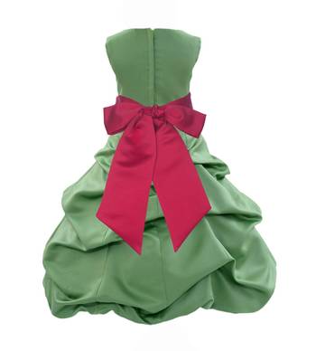 Baby Girl's Round Neck Knee Length Frock Green Dress(WLT-1092_1-2 Years) 2