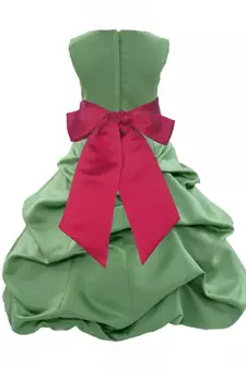 Baby Girl's Round Neck Knee Length Frock Green Dress(WLT-1092_1-2 Years)