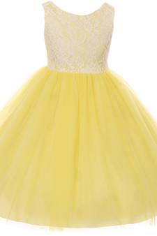 Baby Girl's Round Neck Yellow Maxi Dress(WLT-1093_1-2 Years)