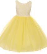 Baby Girl's Round Neck Yellow Maxi Dress(WLT-1093_1-2 Years)