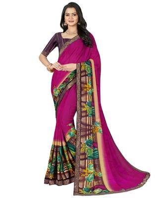 Multicolor Printed Faux Georgette Saree With Blouse 1