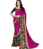 Multicolor Printed Faux Georgette Saree With Blouse