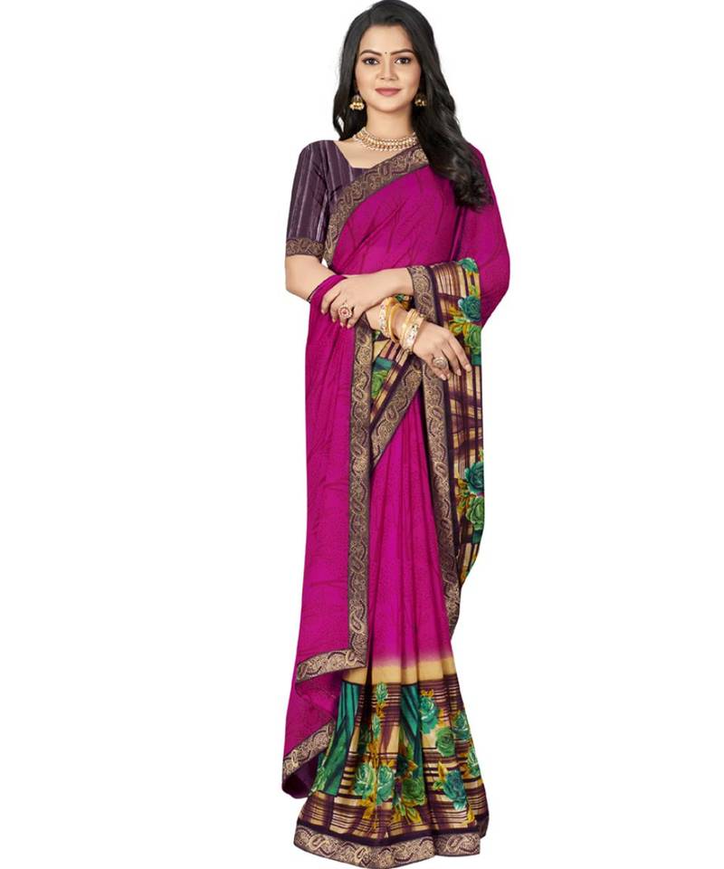 Multicolor Printed Faux Georgette Saree With Blouse