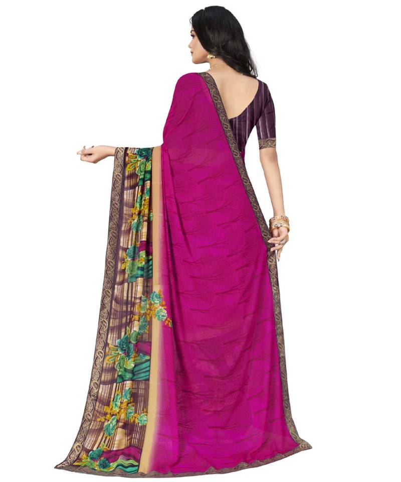 Multicolor Printed Faux Georgette Saree With Blouse