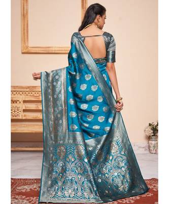 Aqua Blue Party Wear Designer Woven Saree Sarees 4