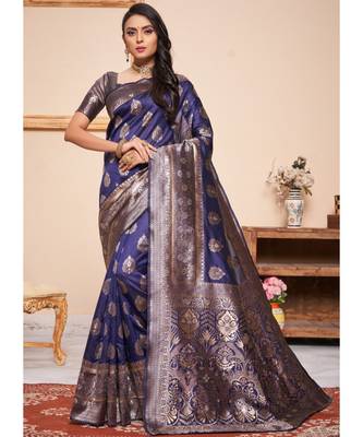 Navy Blue Party Wear Designer Woven Saree Sarees 1