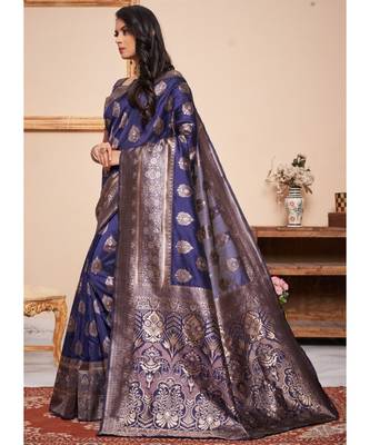 Navy Blue Party Wear Designer Woven Saree Sarees 2