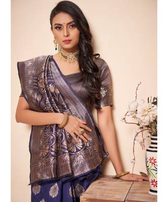 Navy Blue Party Wear Designer Woven Saree Sarees 3