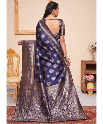 Navy Blue Party Wear Designer Woven Saree Sarees 4