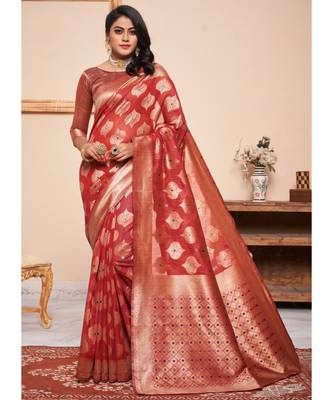 Maroon Party Wear Designer Cotton Silk Sarees 1