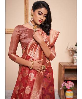 Maroon Party Wear Designer Cotton Silk Sarees 3