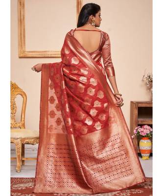 Maroon Party Wear Designer Cotton Silk Sarees 4