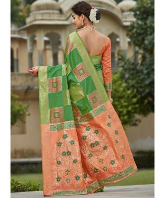 Green Party Wear Designer Art Silk Sarees 4
