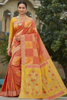 Orange Party Wear Designer Art Silk Sarees