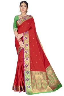 Red Party Wear Designer Art Silk Sarees