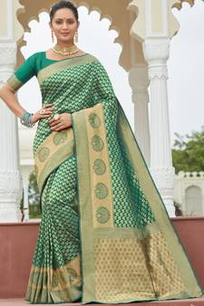 Green Party Wear Designer Art Silk Sarees