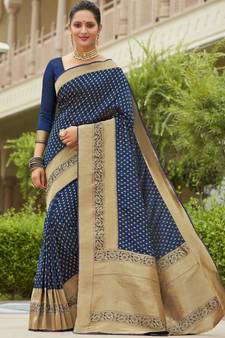 Navy Blue Party Wear Designer Art Silk Sarees