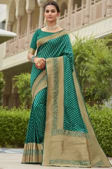 Green Party Wear Designer Art Silk Sarees